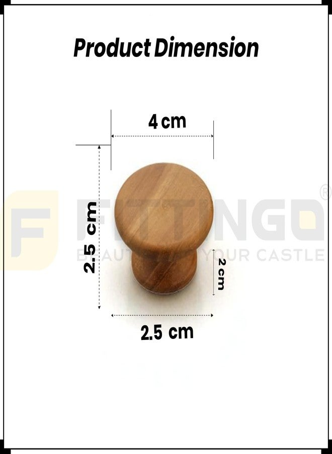 Fittingo Wooden Drawer Knobs/Door Knob/Handle for Drawer/Wardrobe Handle/Cabinet Handle/Teak Wood (1.5 Inch) Pack of 2 - Image 3